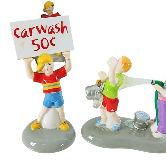 Dept 56 Original Snow Village Collection "Car Wash Fundraiser" Orig Box 2 Piece - Picture 3 of 9